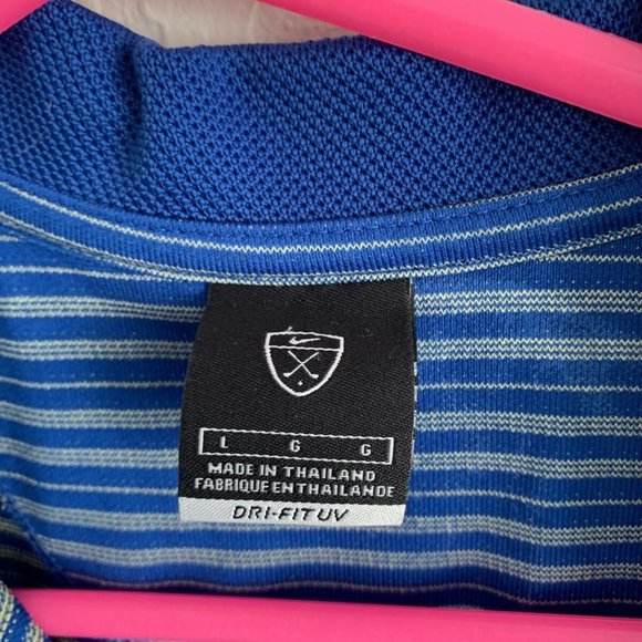 Nike Dri Fit Blue Striped Cotton Golf Polo - Picture 2 of 5